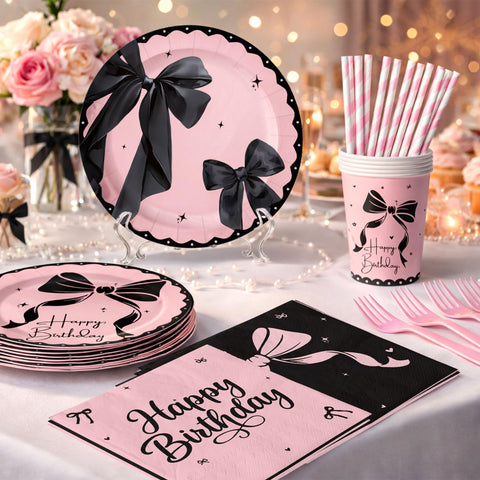 CelebSpark pink and black balloons create a celebratory mood