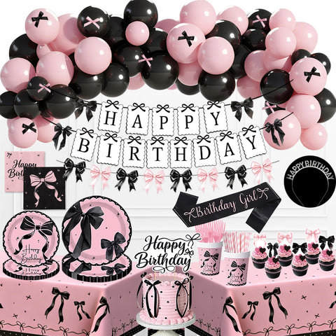 CelebSpark pink and black bow banner for festive party decor