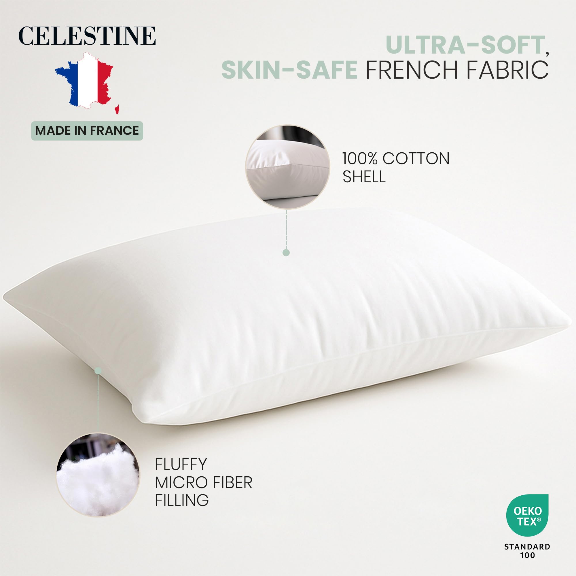 Celestine close-up of microfiber filling showing soft support