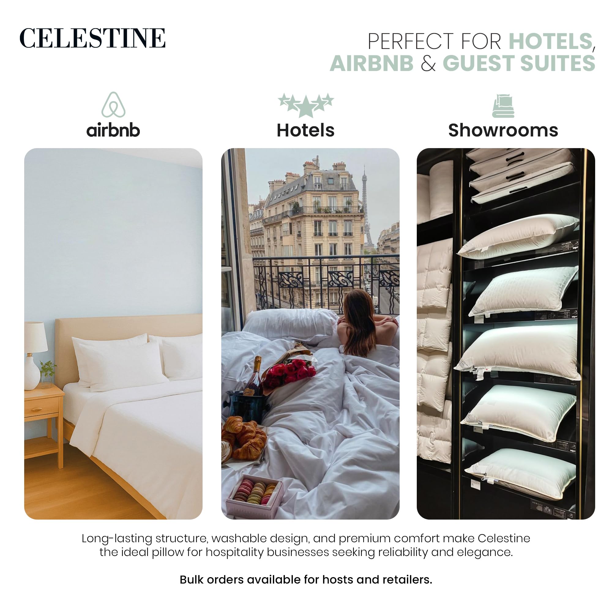 Celestine machine-washable pillows for easy care