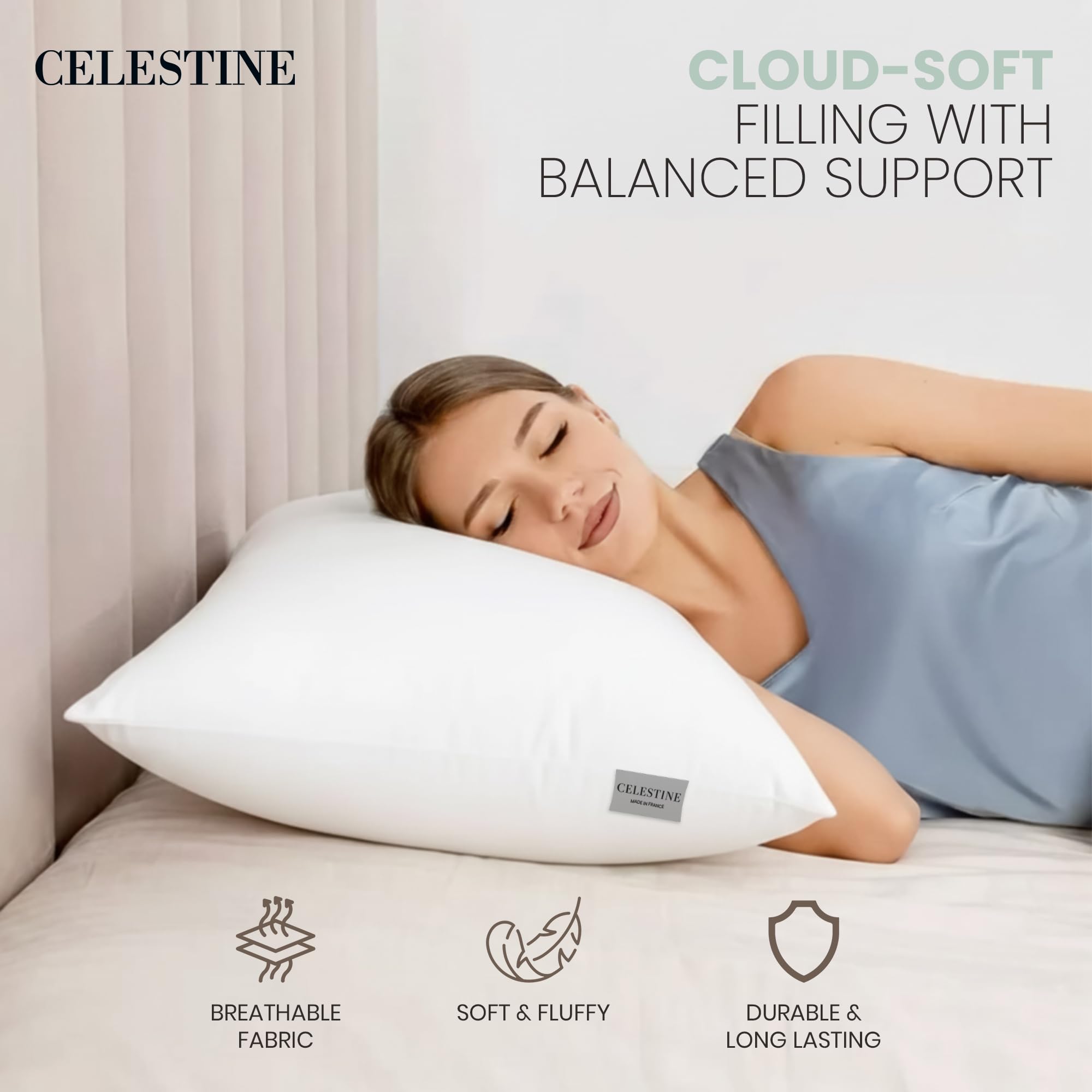 Celestine neck-spine support pillow illustrating ergonomic alignment