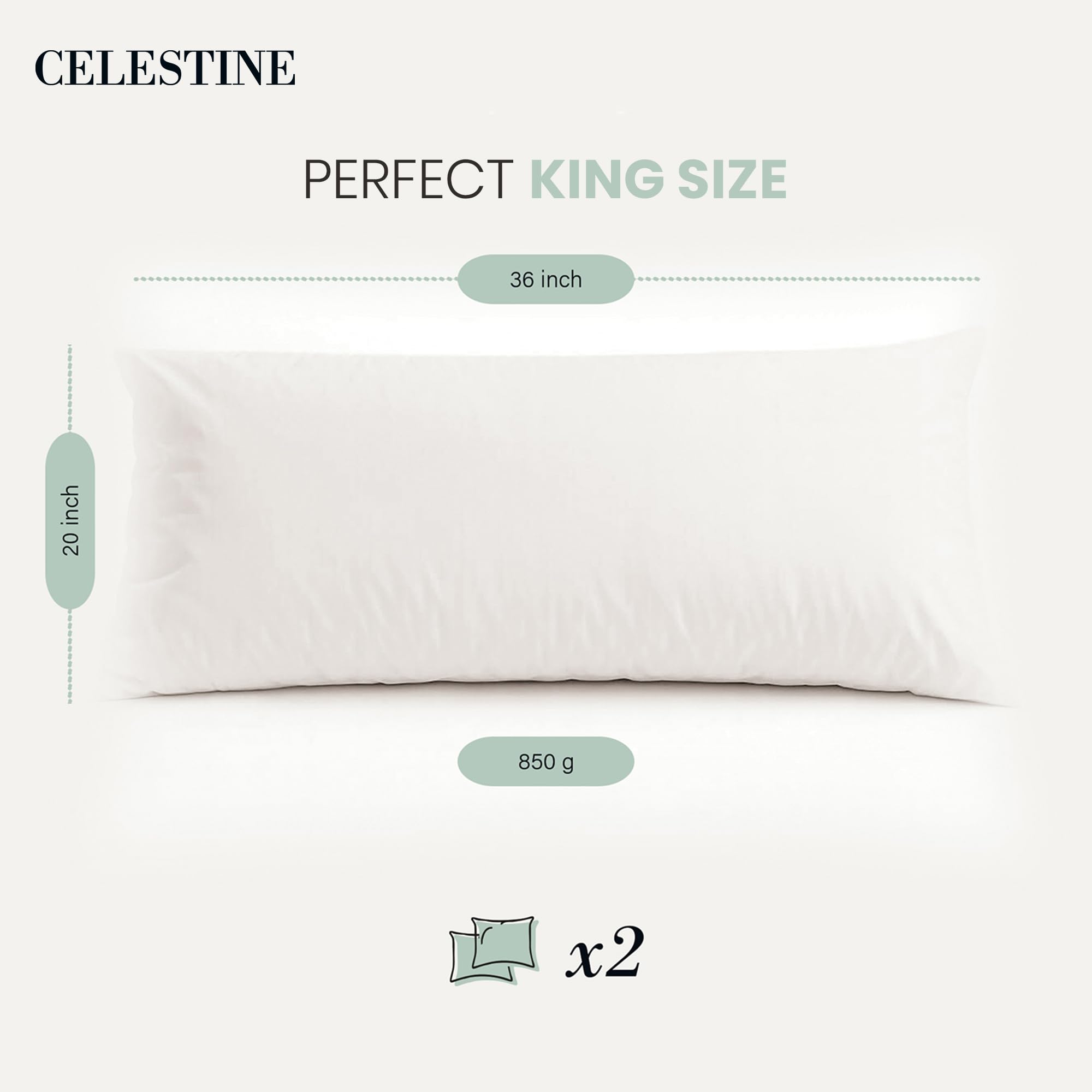 Celestine pillows on bed demonstrating side sleeper support