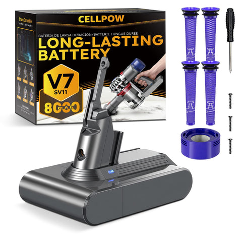 CELLPOW upgraded 8000mAh V7 battery powering extended cleaning sessions