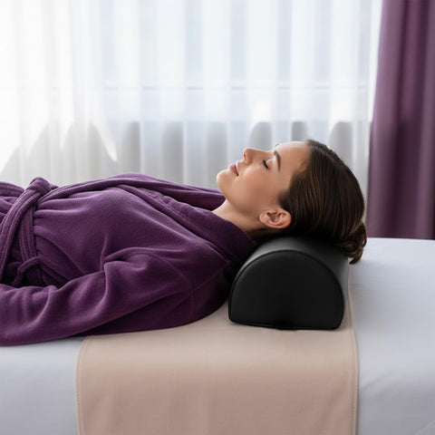 Celmuron Half-Round Bolster Pillow knee-support supports ergonomic leg positions in yoga