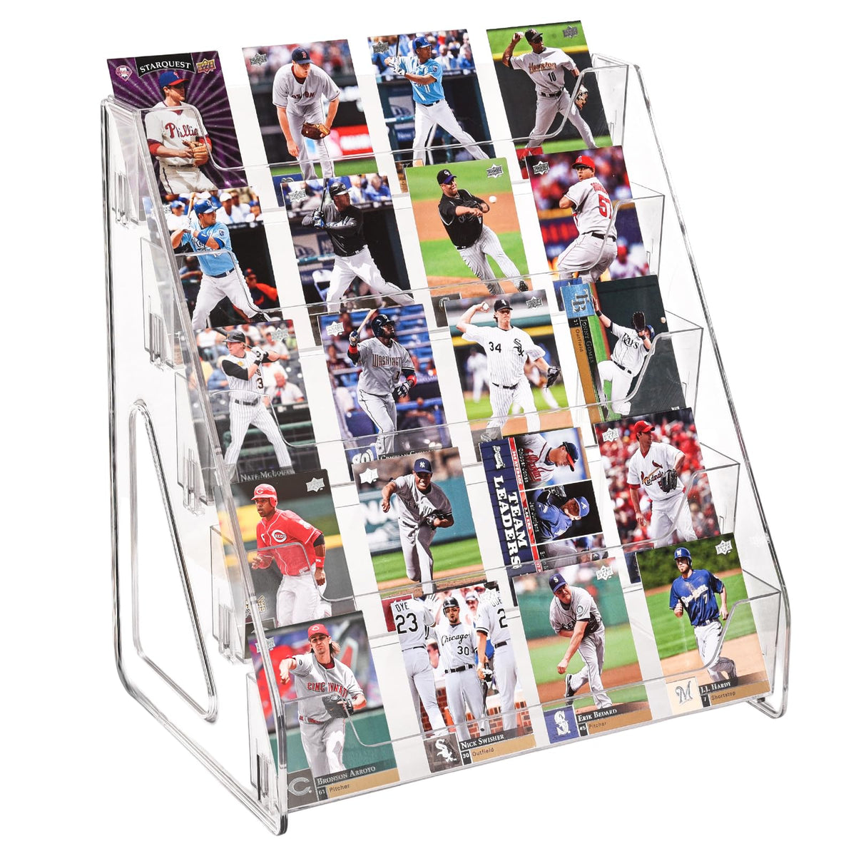 CELSOL 2-pack upgraded 5-tier stand, front view, crisp card display.