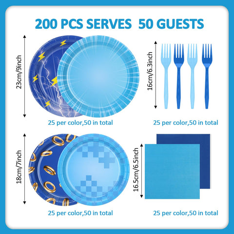 CENLBJ blue with gold ring plates, durable disposable tableware for parties