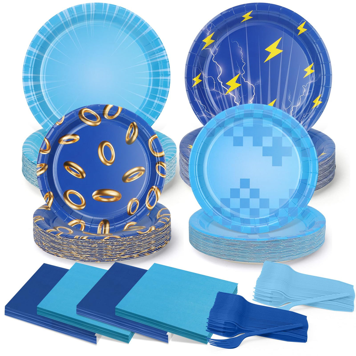 CENLBJ hedgehog party plates 9-inch with gaming design, ideal for birthday celebrations