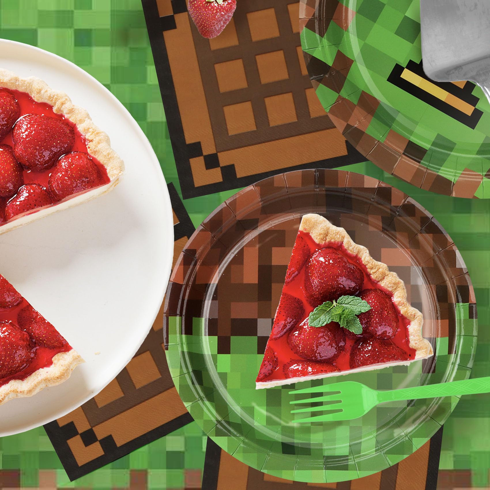 CENLBJ Pixel Party 6.5-inch napkins for easy cleanup after gaming snacks.