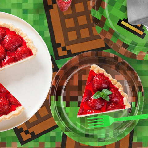 CENLBJ Pixel Party 6.5-inch napkins for easy cleanup after gaming snacks.
