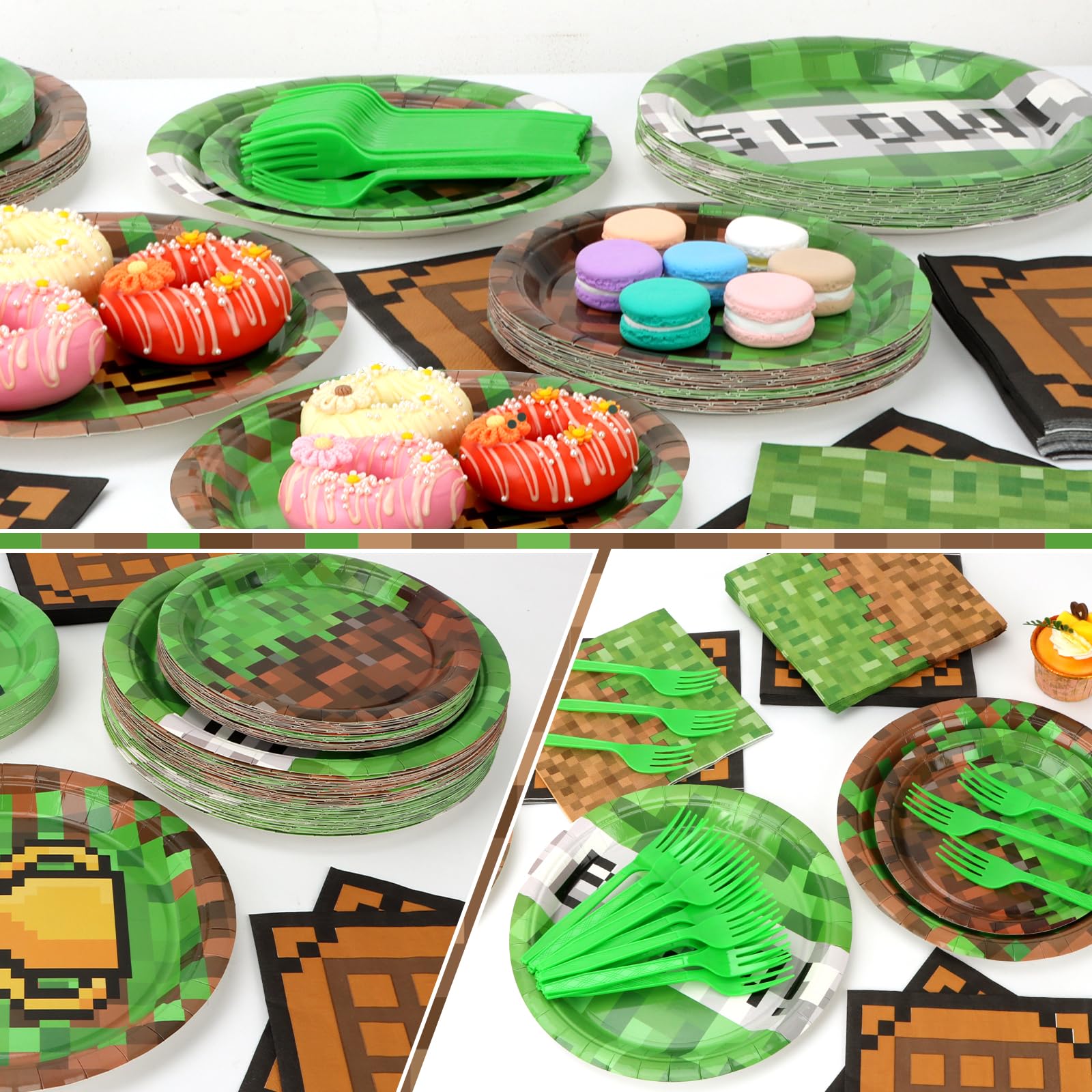 CENLBJ Pixel Party 7-inch plates pattern A ideal for dessert servings.
