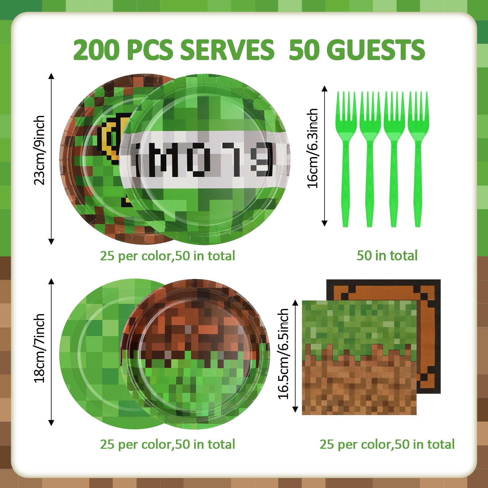 CENLBJ Pixel Party 9-inch plates pattern C with gamer-inspired flair.