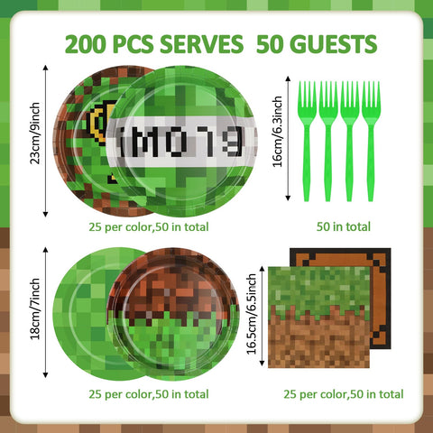 CENLBJ Pixel Party 9-inch plates pattern C with gamer-inspired flair.