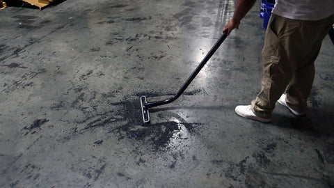 Cen-Tec 14-inch hard floor brush with wrap-around bumper protects surfaces.