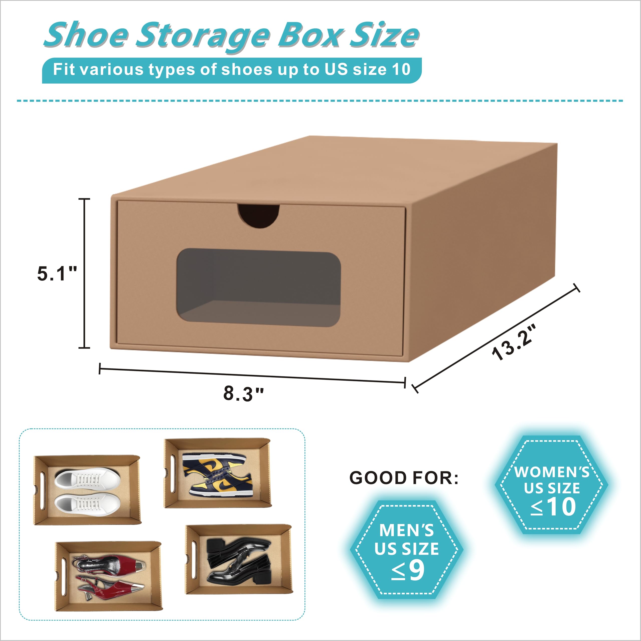 Ceptcher clear-window shoe box showcases pair while keeping dust away.