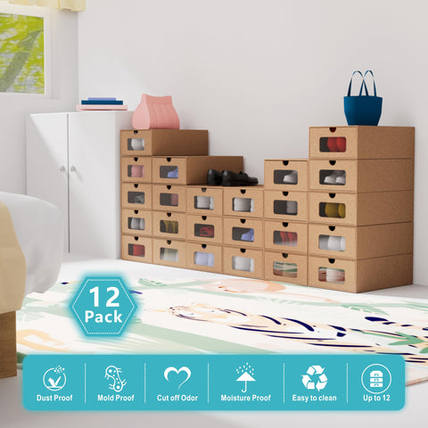 Ceptcher stackable cardboard storage for tidy closets.