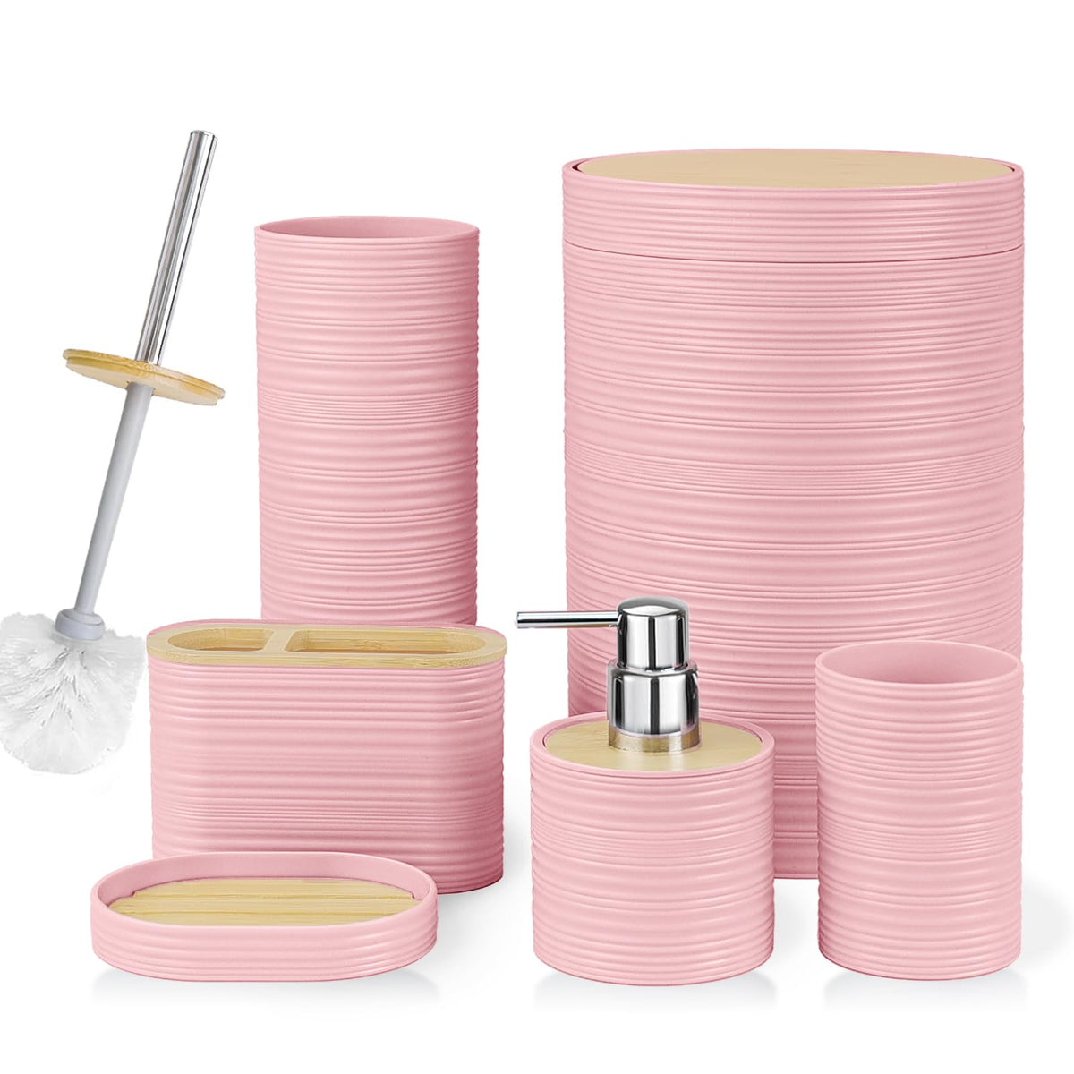 CERBIOR bamboo bath ensemble soap dispenser with a sturdy pump for everyday use