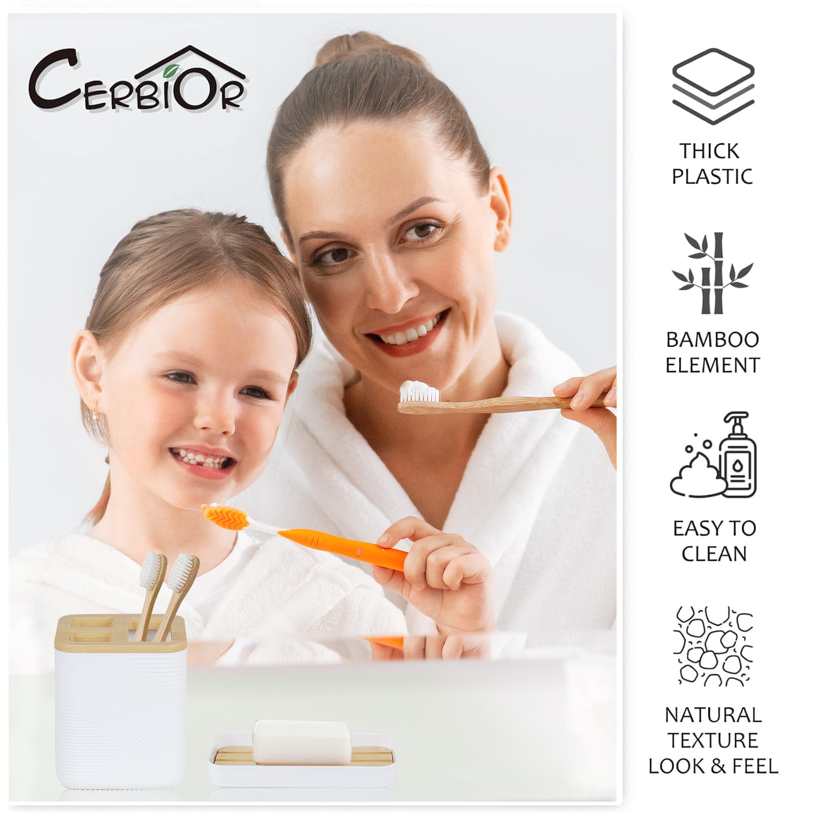 CERBIOR trash can for tidy bathroom waste management