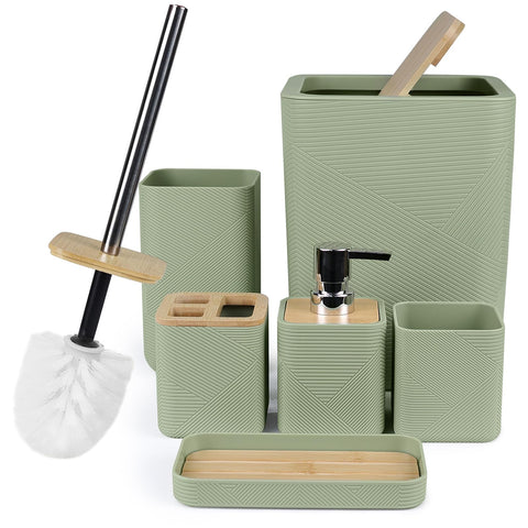 CERBIOR soap dispenser pump on green bathroom ensemble for durable, mess-free refills
