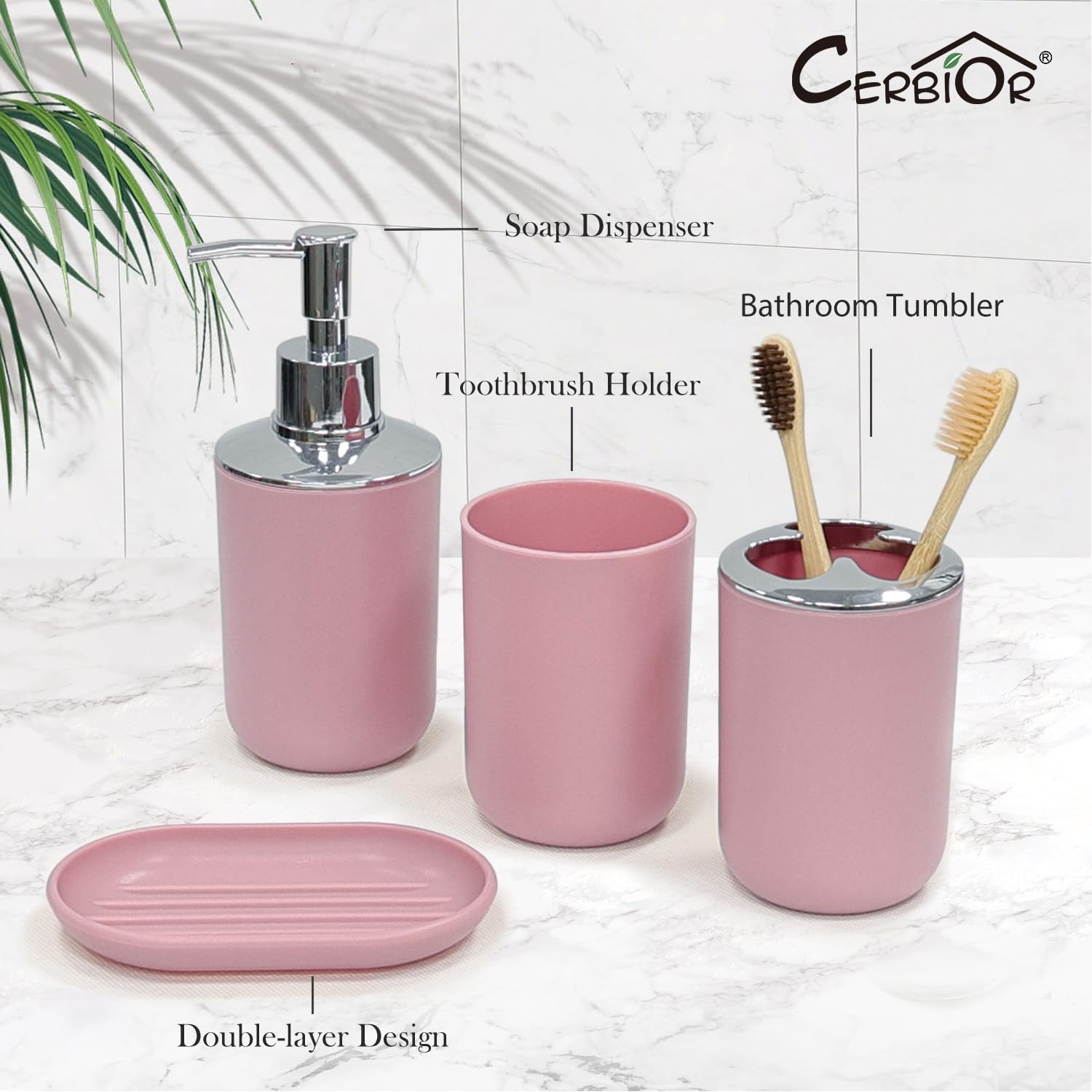 CERBIOR toothbrush cup keeps toothpaste handy and counters clean