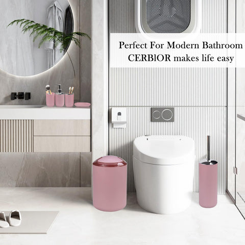 CERBIOR trash can matches bathroom style and reduces clutter