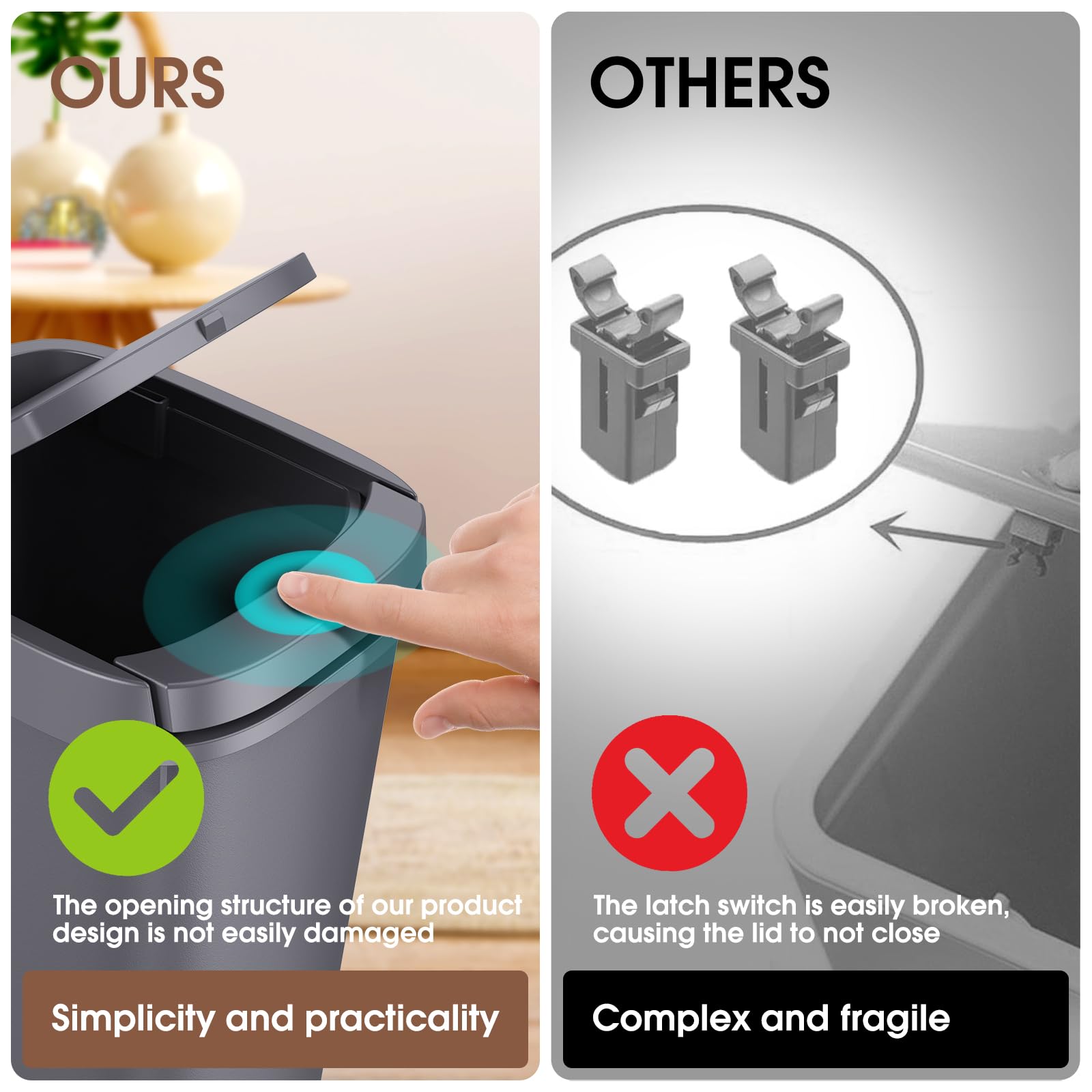 CEROELDA odor-control lid keeps rooms smelling fresh.