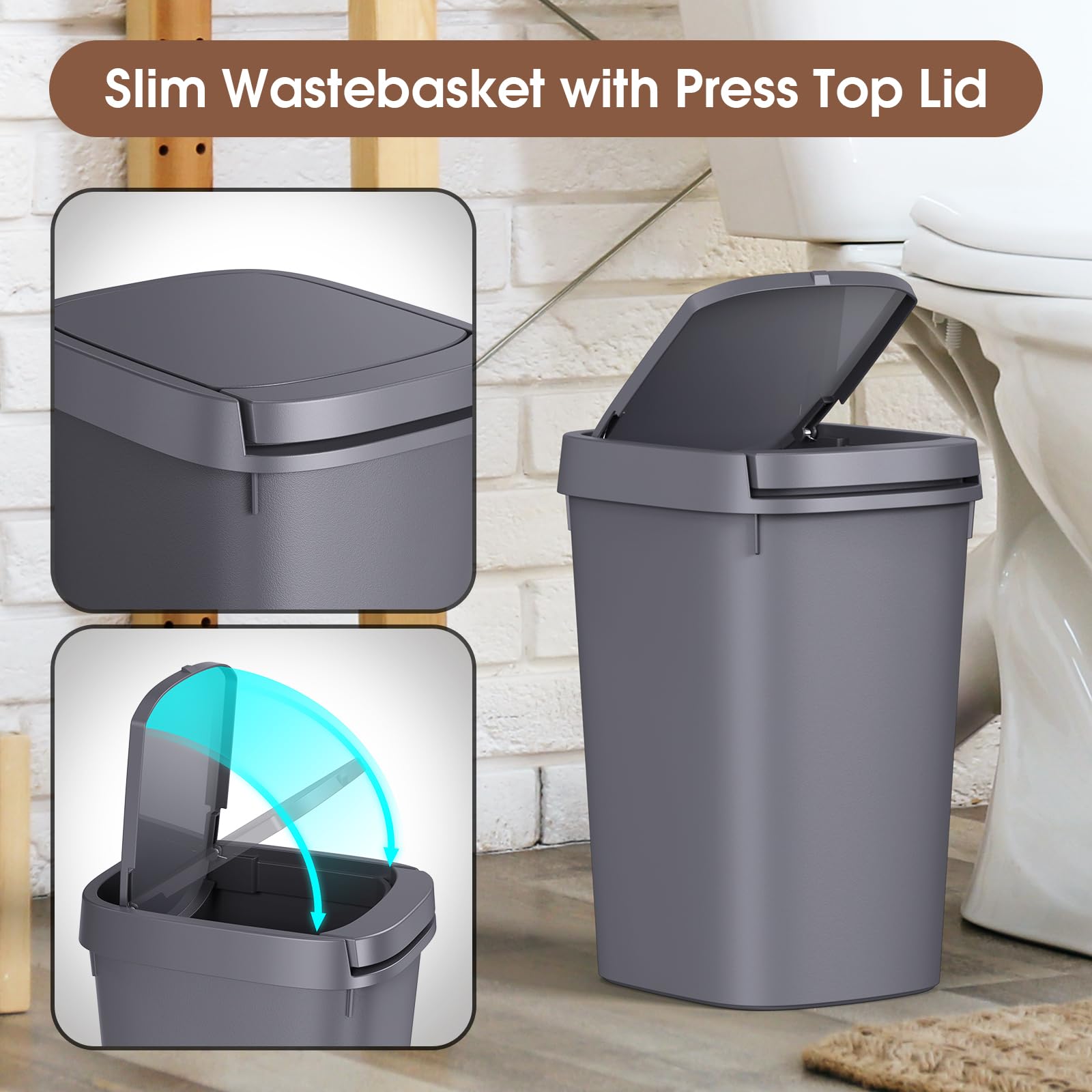 CEROELDA slim trash can under-cabinet fit for compact spaces.