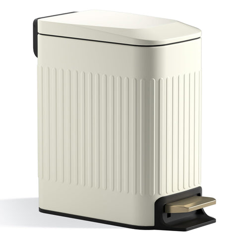 CEROELDA lid-soft-close trash can in beige fits compact bathroom spaces with quiet operation