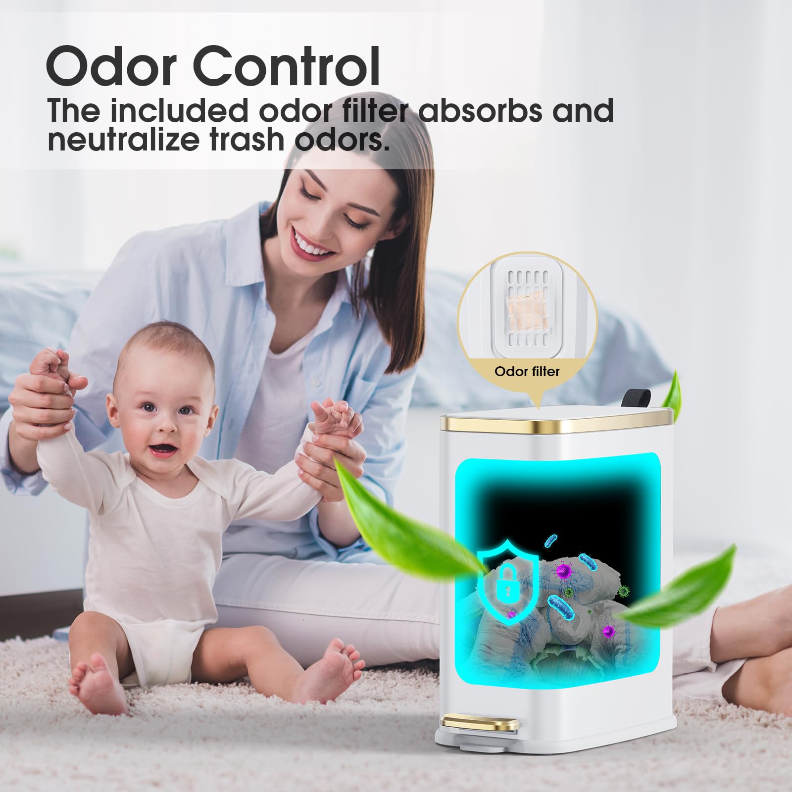 CEROELDA non-slip bottom stabilizes the compact waste bin.