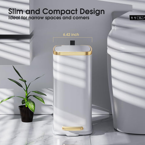 CEROELDA slim 5L trash can with 90-degree stay-open lid.