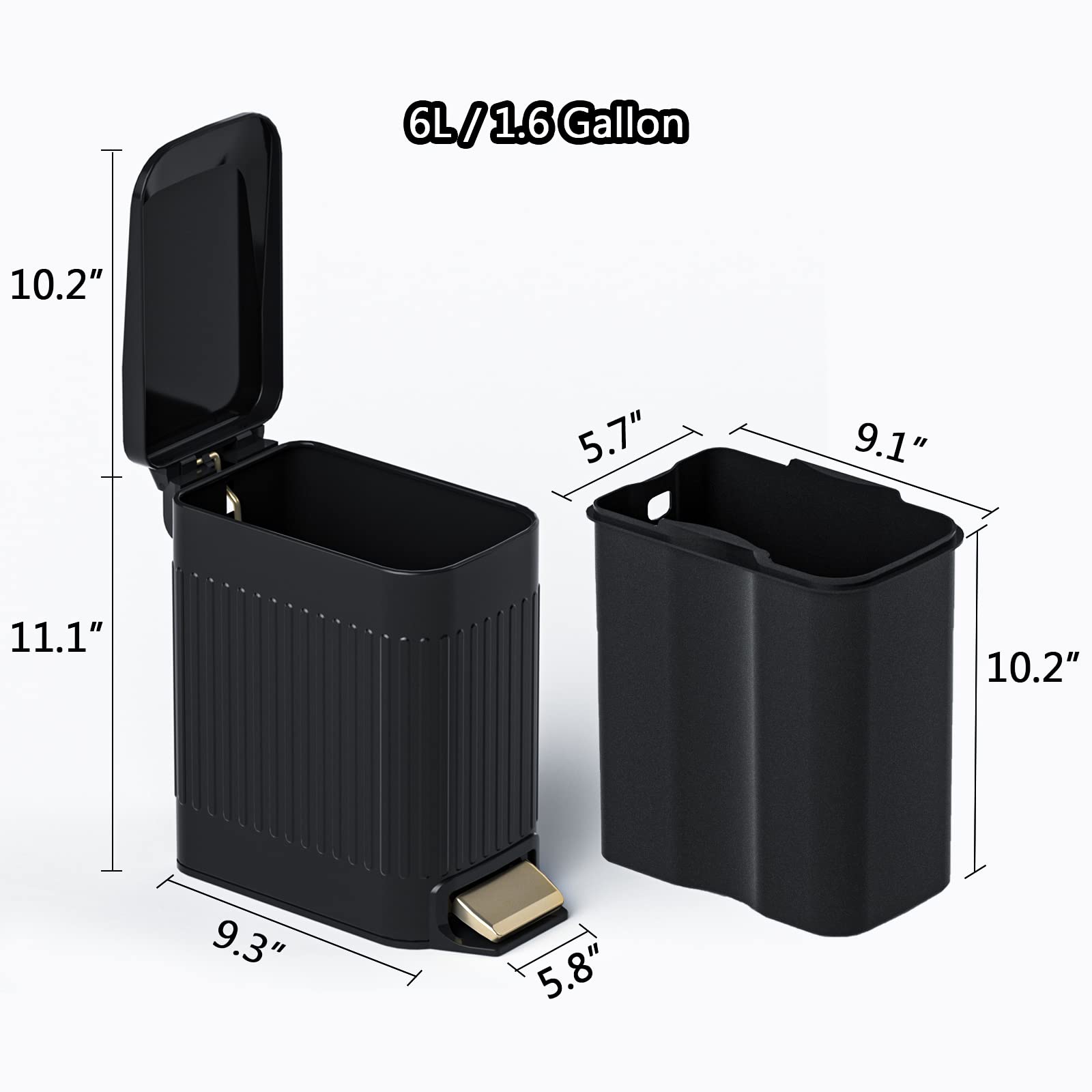 CEROELDA non-slip bottom keeps the can steady on bathroom floors.