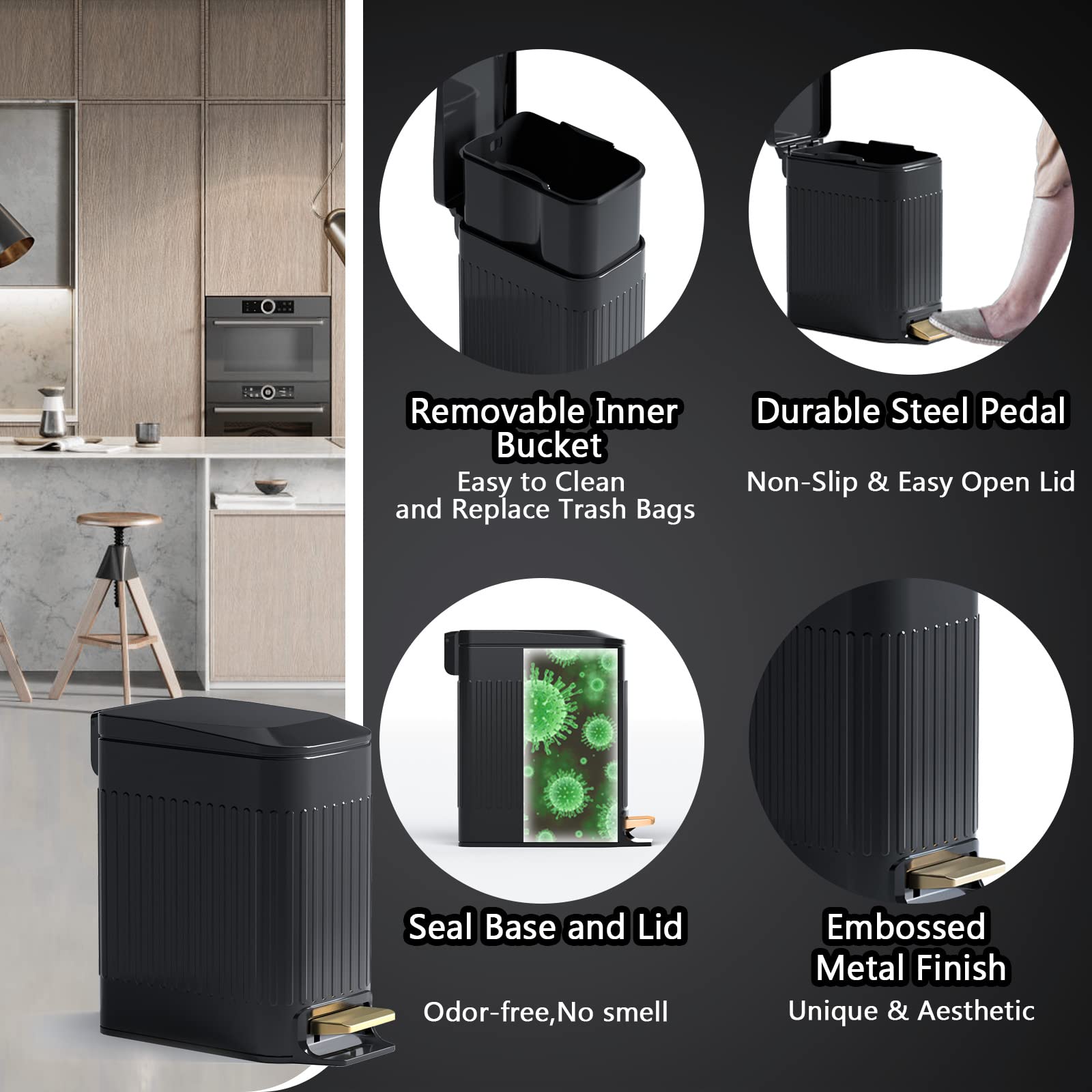 CEROELDA removable inner bucket for easy dumping and cleaning.