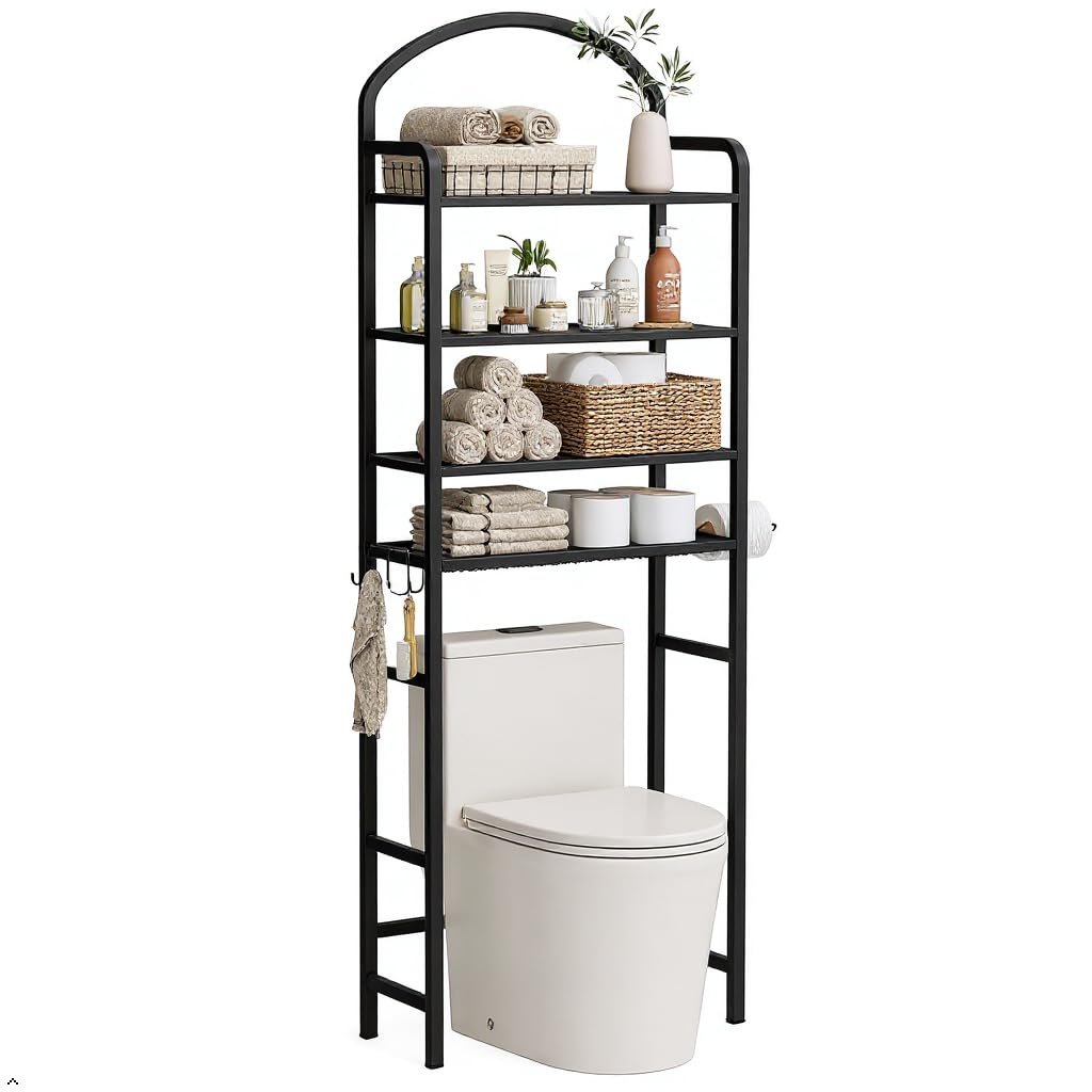 Cerlyunzan 4-Tier Over The Toilet Storage keeps towels organized and within arm's reach