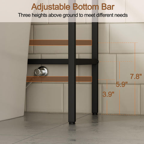 Cerlyunzan black metal rack with side hooks for towels and bath accessories.