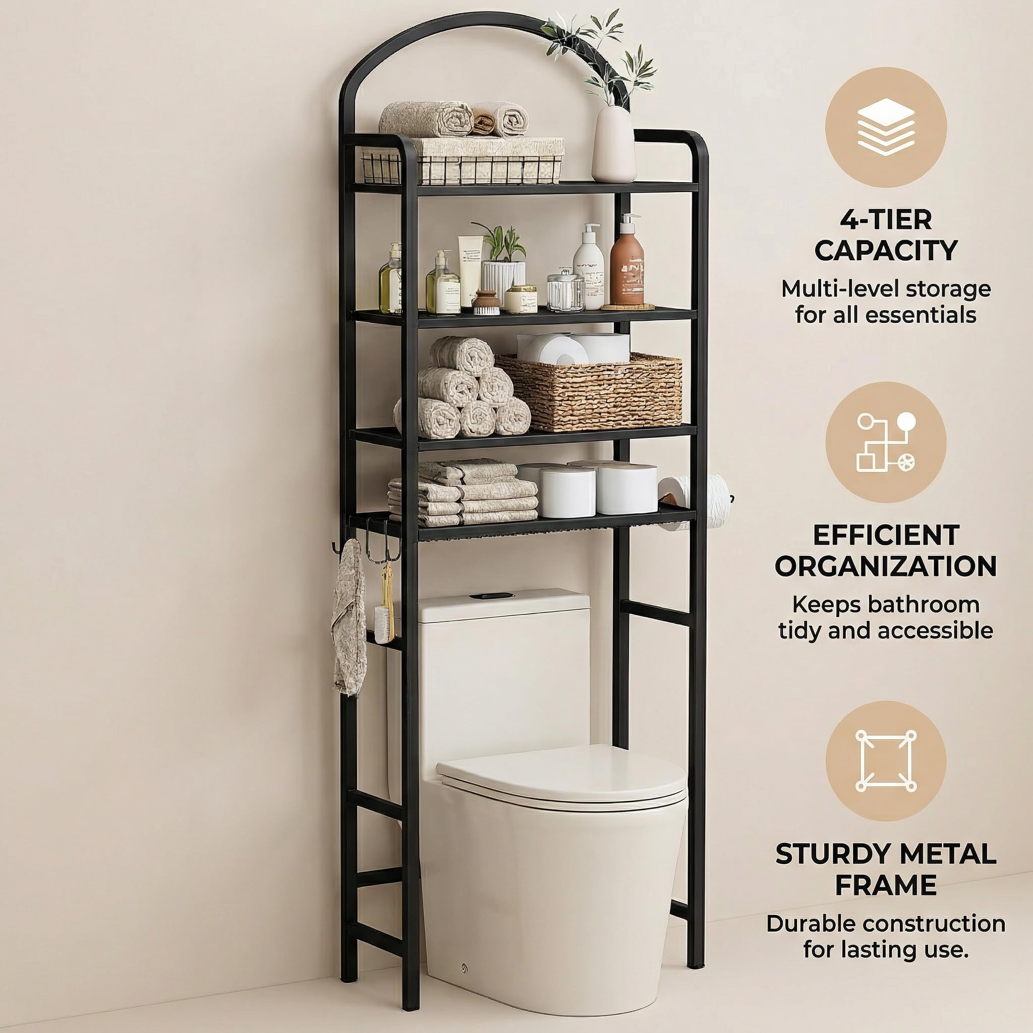 Cerlyunzan integrated paper holder keeps toilet paper tidy and easy to reach