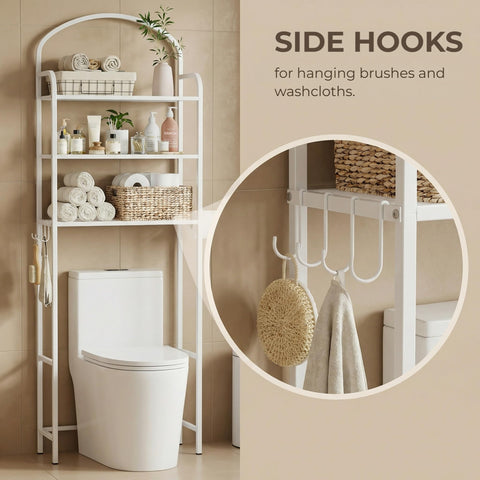 Cerlyunzan toilet rack with built-in paper holder for easy tissue access