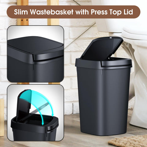 CEROELDA 3 Pack slim trash can with matte finish, easy to clean