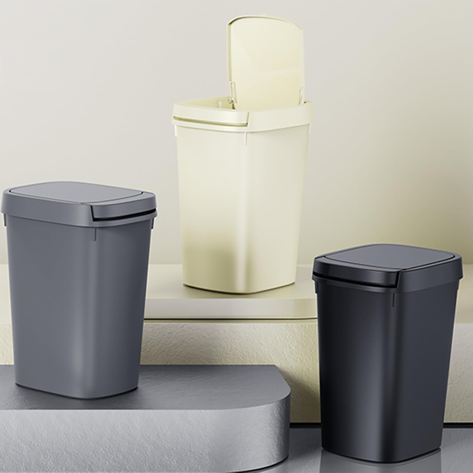 CEROELDA 3 Pack slim trash can with slim profile fits under counters