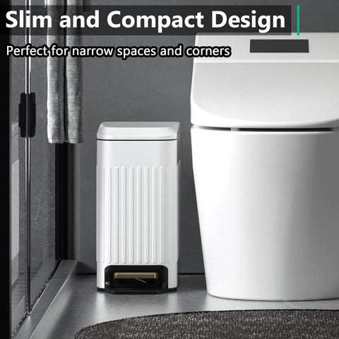 CEROELDA slim rectangular trash bin fits narrow spaces like under sinks