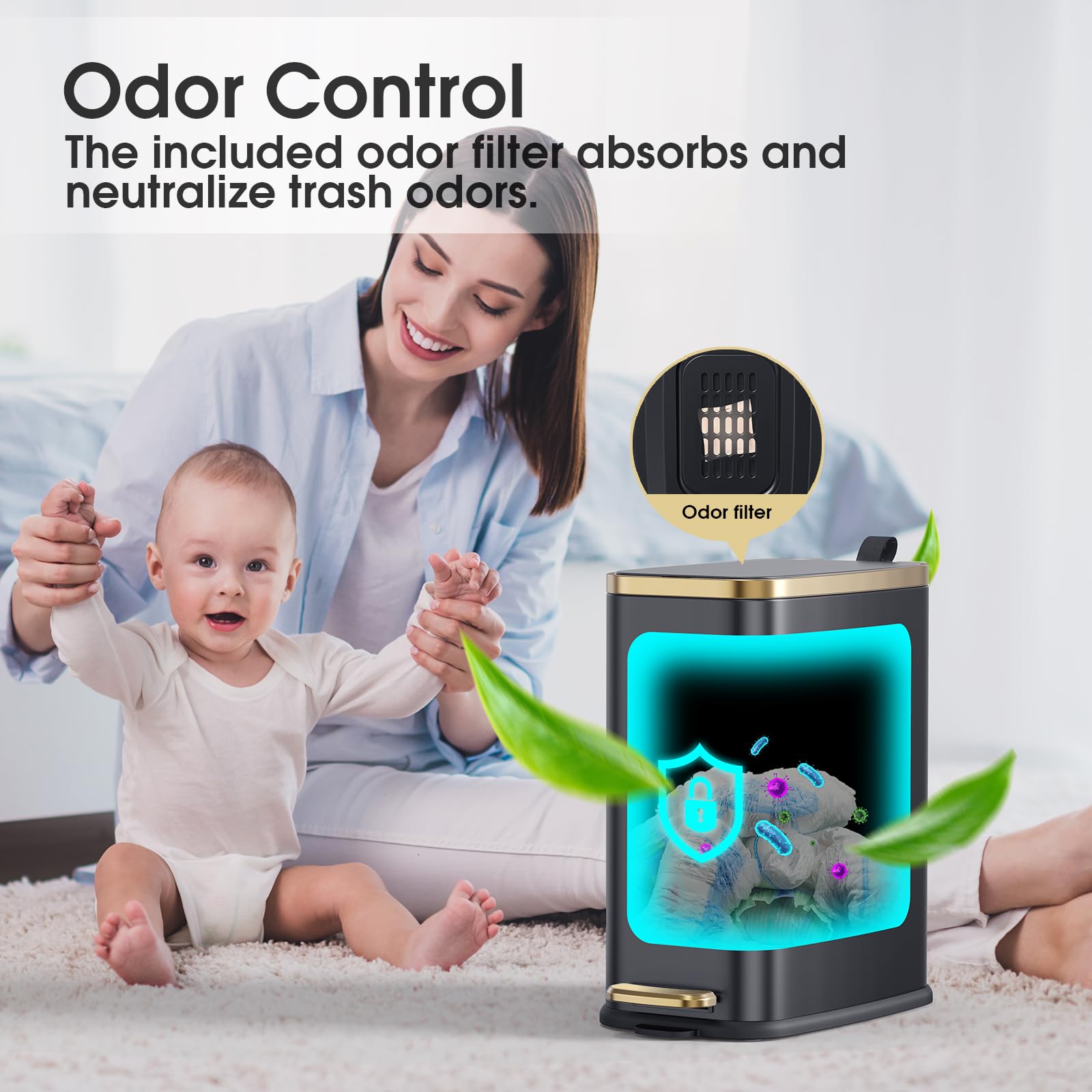 CEROELDA stay-open lid option makes trashing items convenient.