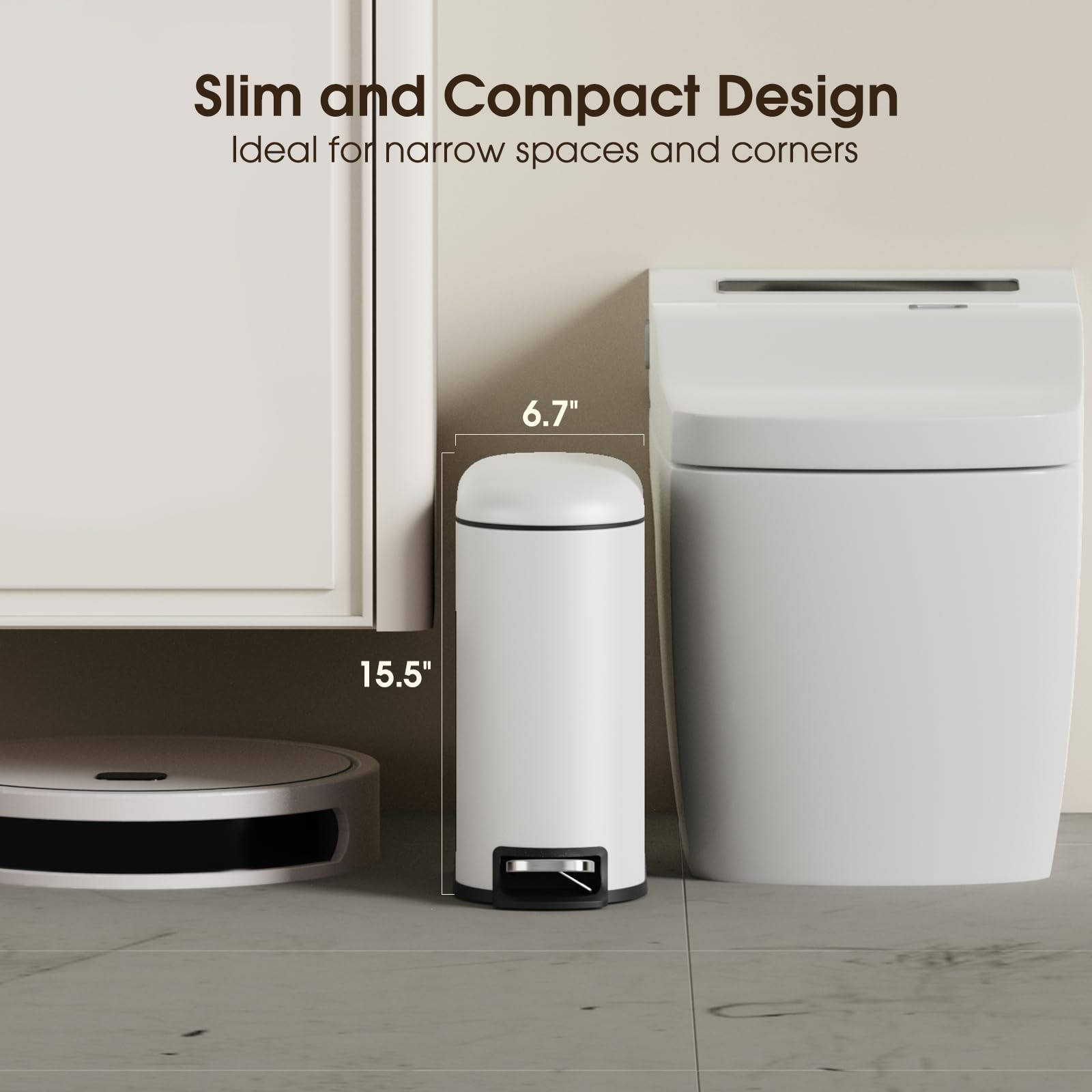 Sturdy pedal trash can by CEROELDA with smooth lid operation