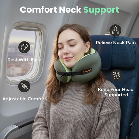 Cesperi Travel Neck Pillow close-up showing memory foam contours for support.