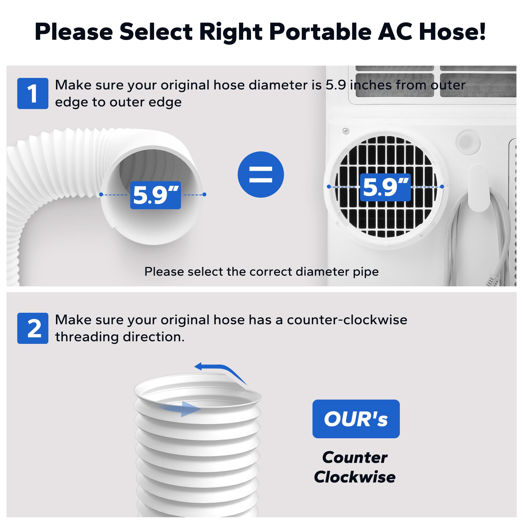 Cestluck portable AC hose kit simplifies quick setup.