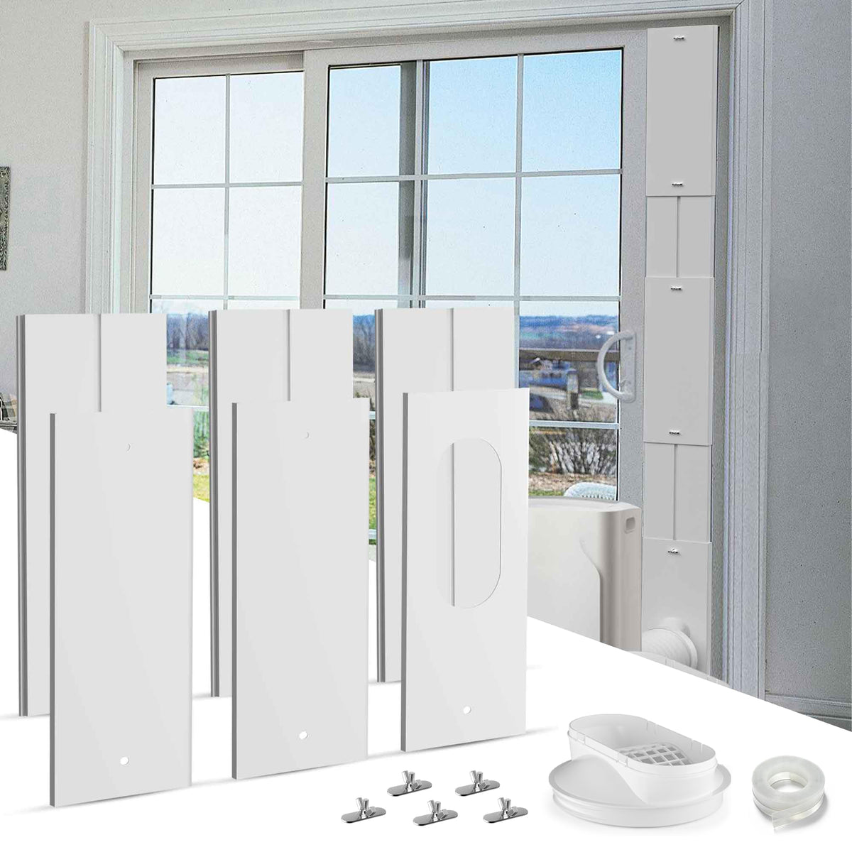 Cestluck universal vent kit extended-length for large windows ensures secure exhaust.