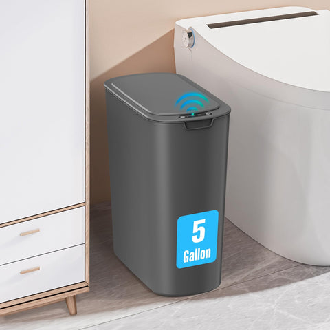 Cesun 5-gallon automatic trash can front view with space-saving slim profile.