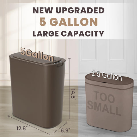 Slim 5-gallon Cesun trash can fits beside toilet or desk
