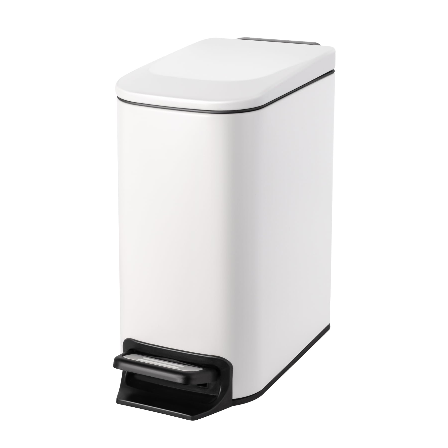 Cesun 6L slim trash can with soft-close lid in white for tight spaces