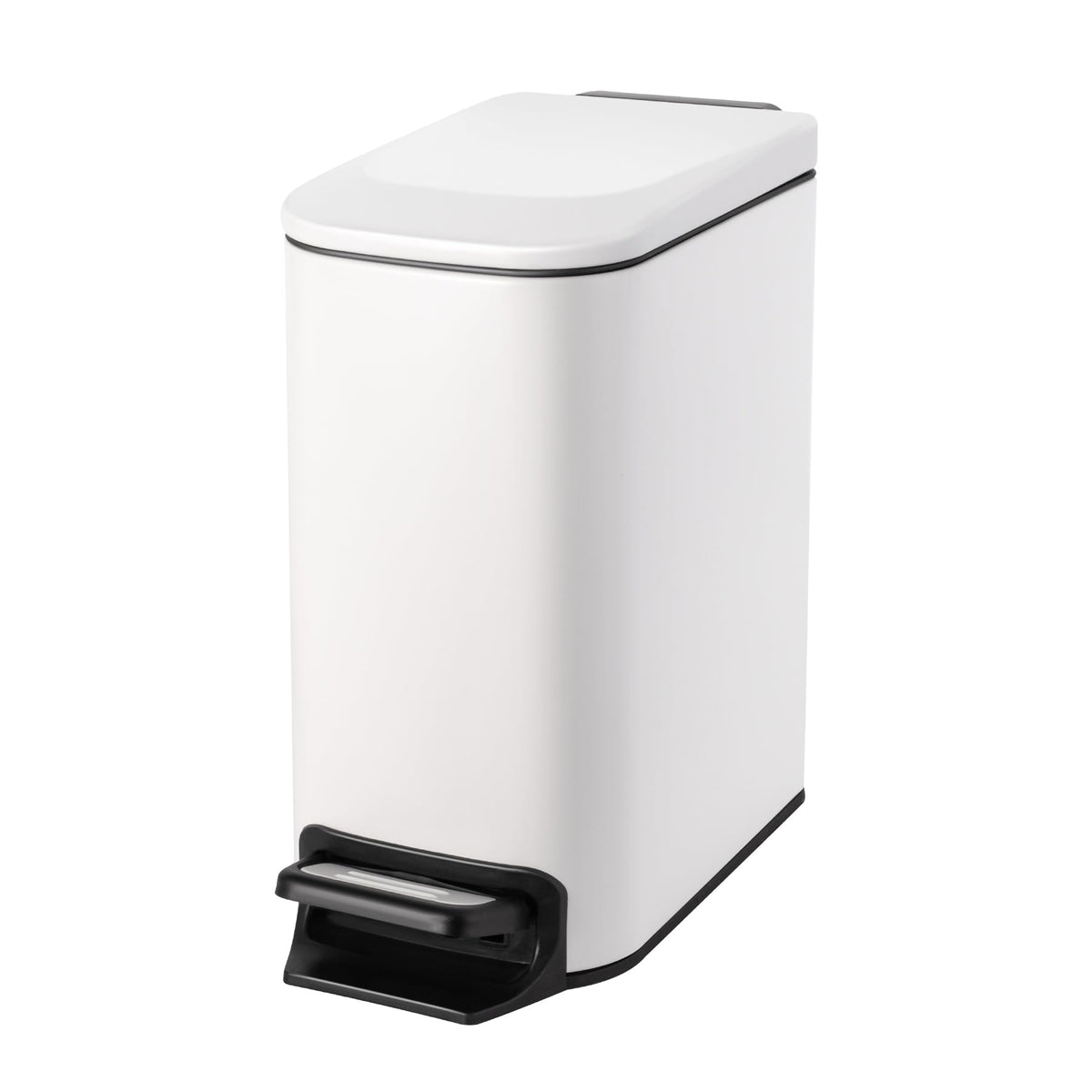Cesun 6L slim trash can with soft-close lid in white for tight spaces