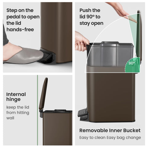 Cesun lid stays open at 90 degrees for convenient waste disposal.