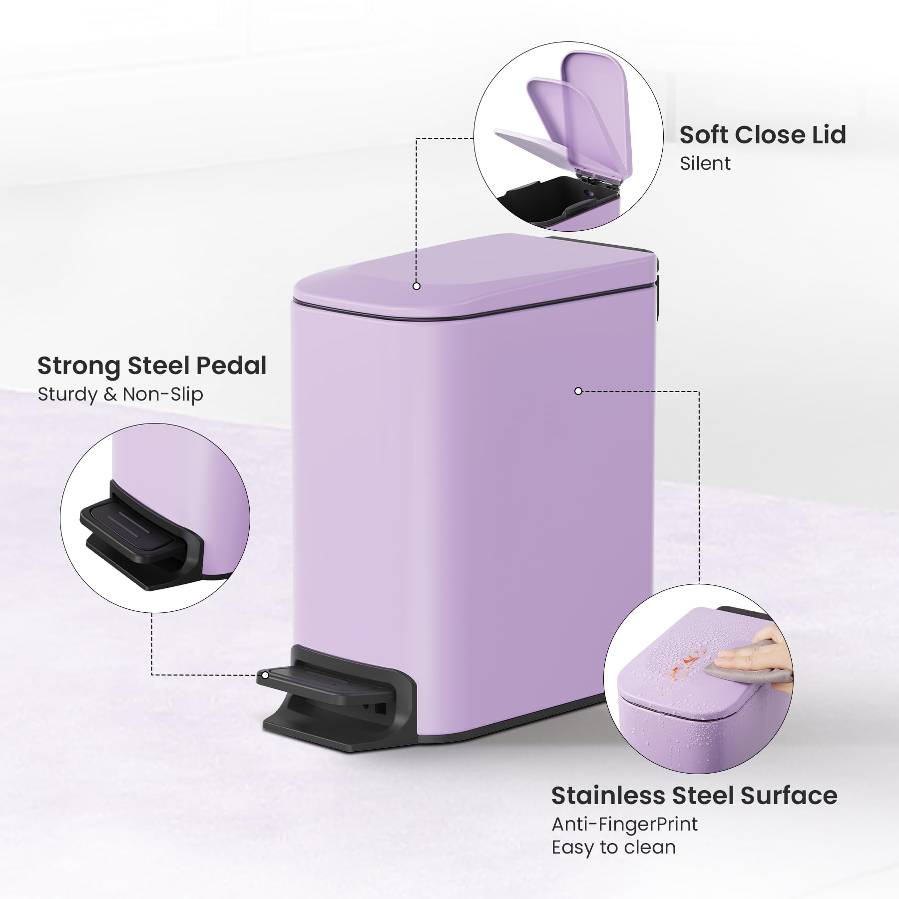 Cesun anti-fingerprint stainless steel finish keeps the can looking new longer.