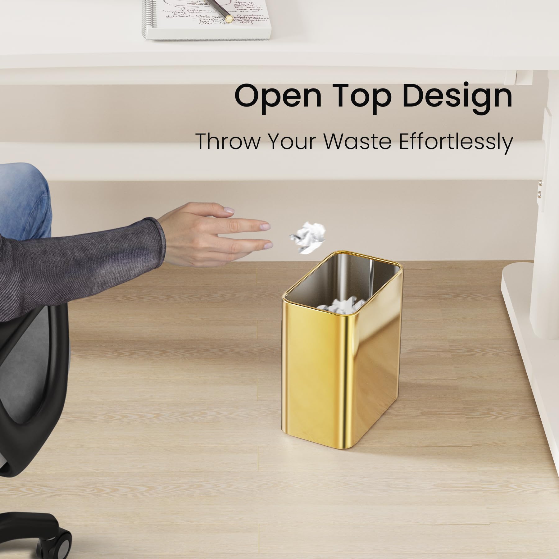 Cesun minimalist rectangular trash bin enhances modern interiors.